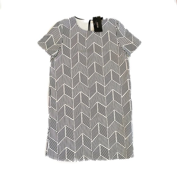 NEW Zara Geometric Pattern Striped Shift Dress - Picture 3 of 5